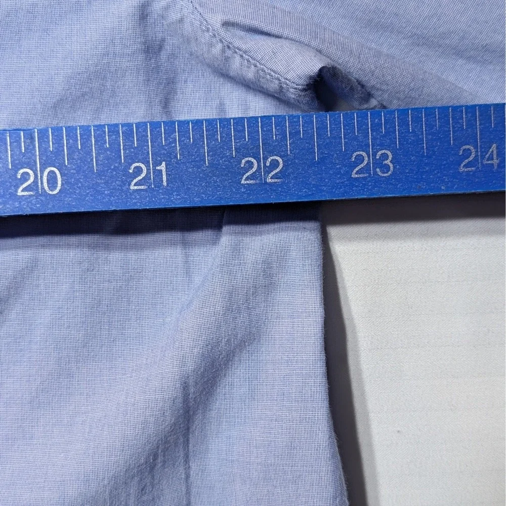 J.Crew Re-Imagined Blue Cotton Pajama Top Button Down‎ Piping H4364 Womens L
